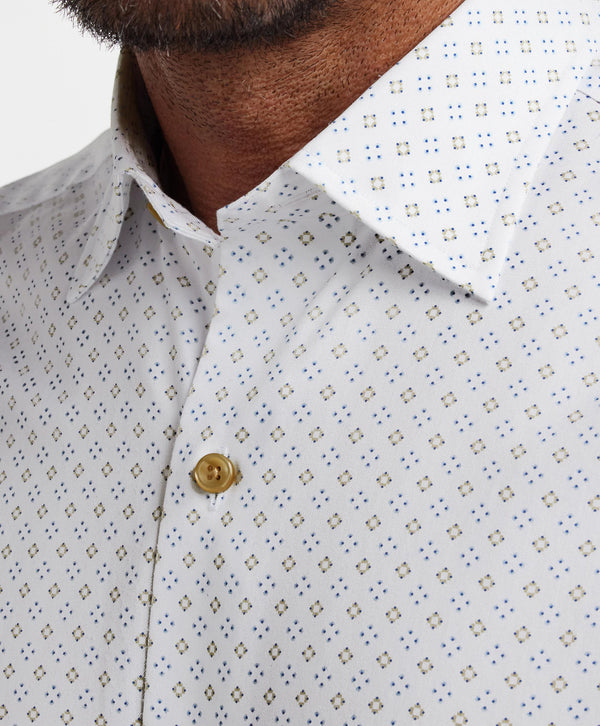 CBSM12215121 | White & Sand Neat Print Sport Shirt