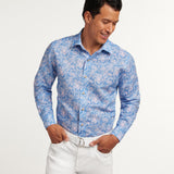 CBSM12500496 | Navy & Pink Paisley Linen Blend Sport Shirt