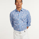 CBSM12500496 | Navy & Pink Paisley Linen Blend Sport Shirt