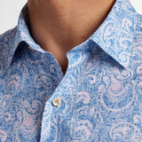 CBSM12500496 | Navy & Pink Paisley Linen Blend Sport Shirt