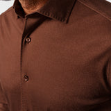 CMSK13105807 | Rust Solid Texture Knit Sport Shirt