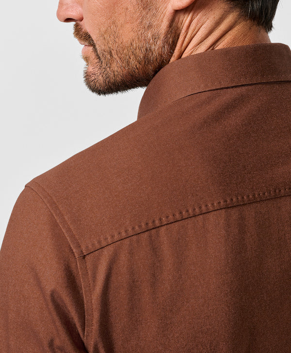 CMSK13105807 | Rust Solid Texture Knit Sport Shirt