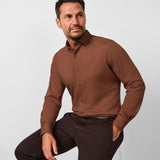 CMSK13105807 | Rust Solid Texture Knit Sport Shirt