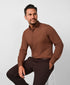 CMSK13105807 | Rust Solid Texture Knit Sport Shirt