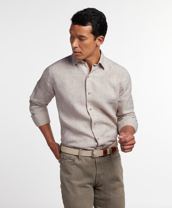 CHBD12825124 | White & Dune Linen Check Sport Shirt