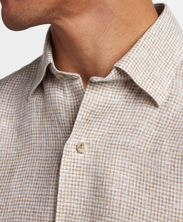 CHBD12825124 | White & Dune Linen Check Sport Shirt