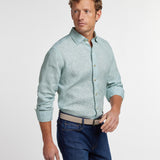 CHBD12825132 | Green Linen Check Sport Shirt