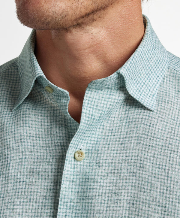 CHBD12825132 | Green Linen Check Sport Shirt