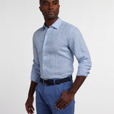 CHBD12825155 | Navy Linen Check Sport Shirt