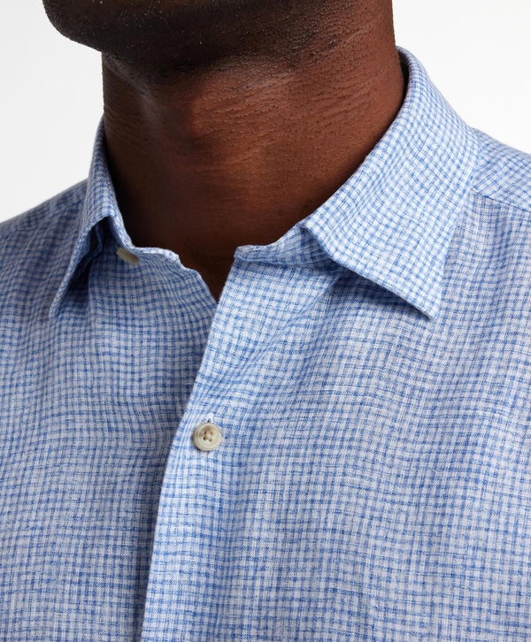 CHBD12825155 | Navy Linen Check Sport Shirt