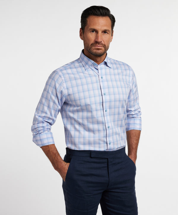CHBD12829467 | Blue & Pink Twill Check Sport Shirt