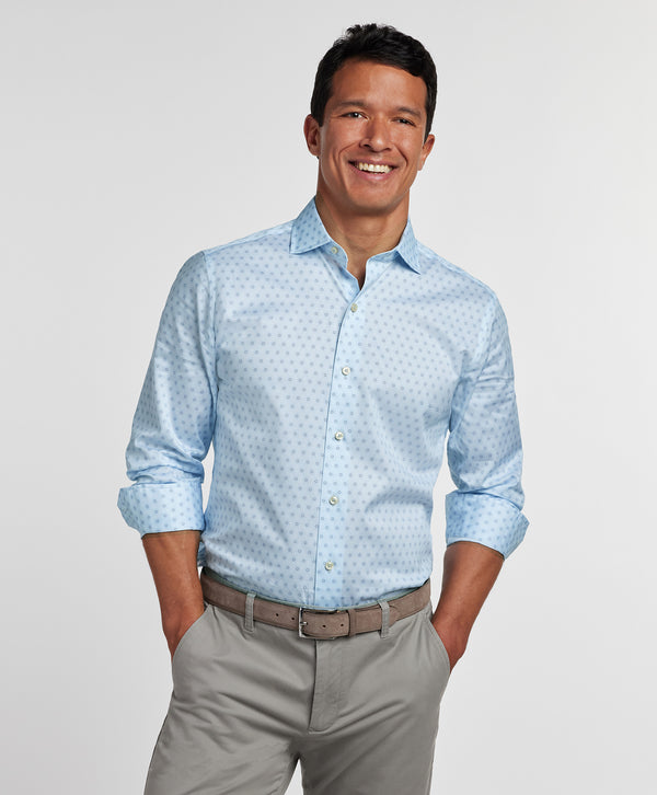 CMSW12211456 | Sky & Navy Geometric Print Sport Shirt