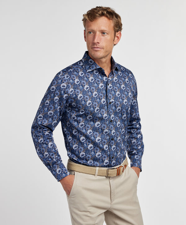 CMSW12402419 | Navy Floral Print Sport Shirt