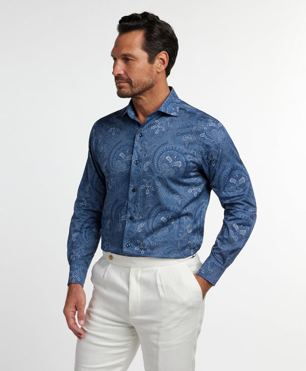 CMSW12504412 | Navy Paisley Print Sport Shirt