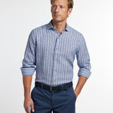 CMSW12953450 | Navy Linen Stripe Sport Shirt