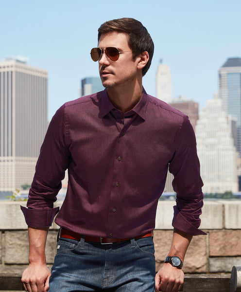 CHBD07013615 | Merlot Oxford Print Shirt