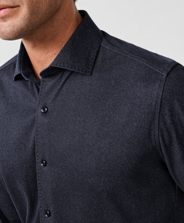 CMSK13105412 | Navy Solid Texture Knit Sport Shirt