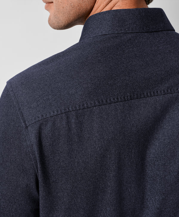 CMSK13105412 | Navy Solid Texture Knit Sport Shirt