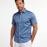 CSSM12216412 | Navy Neat Print Short Sleeve Shirt