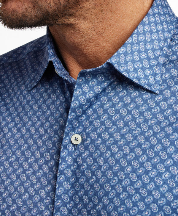 CSSM12216412 | Navy Neat Print Short Sleeve Shirt