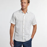 CSSM12505110 | White Paisley Linen Blend Short Sleeve Shirt