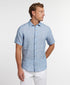 CSSM12956423 | Blue Linen Stripe Short Sleeve Shirt