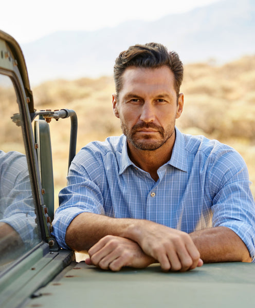 CBSM11827454 | Sky Check Cashmere Blend Sport Shirt