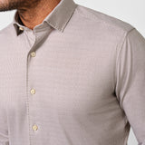 CMSK13829297 | Chocolate & White Check Knit Sport Shirt