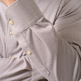 CMSK13829297 | Chocolate & White Check Knit Sport Shirt