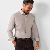 CMSK13829297 | Chocolate & White Check Knit Sport Shirt