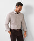 CMSK13829297 | Chocolate & White Check Knit Sport Shirt