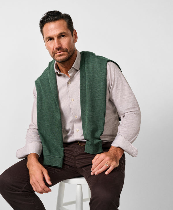 CMSK13829297 | Chocolate & White Check Knit Sport Shirt