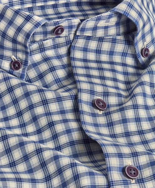 CBBD07859474 | Navy & Blue Brushed Check Shirt
