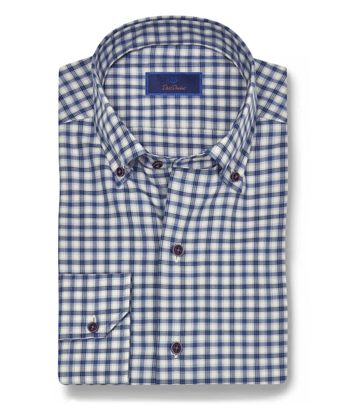 CBBD07859474 | Navy & Blue Brushed Check Shirt