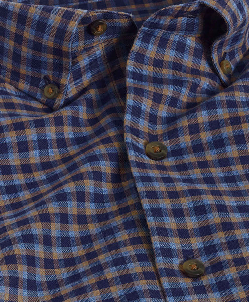 CBBD07862491 | Navy & Chocolate Brushed Check Shirt