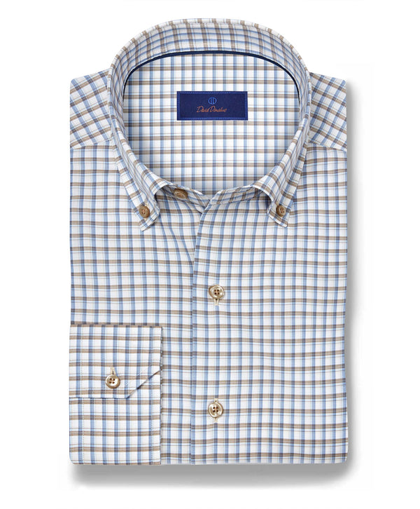 CBBD12831296 | Dune & Blue Twill Check Sport Shirt