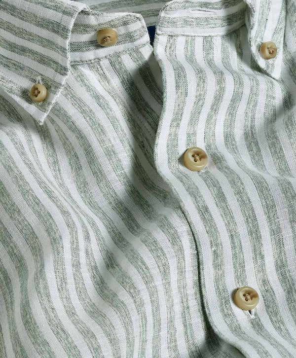 CBBD12955335 | Sage Linen Stripe Sport Shirt