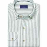 CBBD12955335 | Sage Linen Stripe Sport Shirt