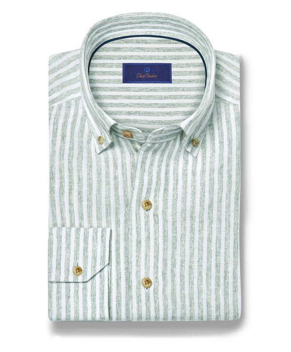 CBBD12955335 | Sage Linen Stripe Sport Shirt