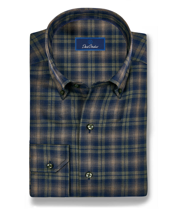 CBBD13821492 | Navy & Olive Melange Check Sport Shirt