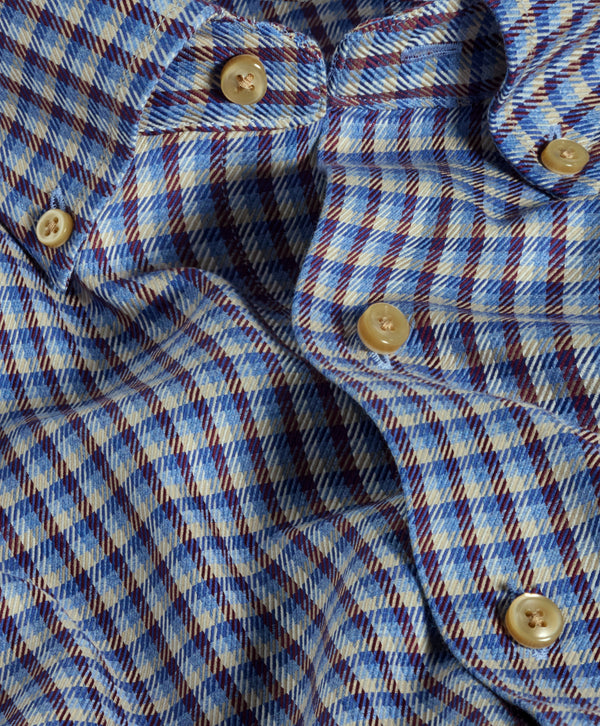 CBBD13831457 | Blue & Merlot Melange Check Sport Shirt
