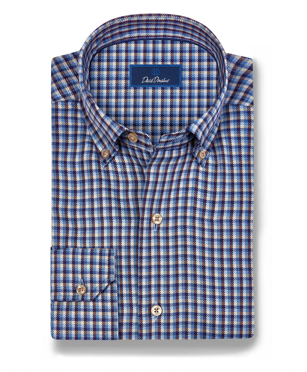 CBBD13831457 | Blue & Merlot Melange Check Sport Shirt