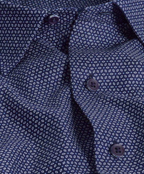 CBSM07600412 | Navy Twill Geometric Print Shirt
