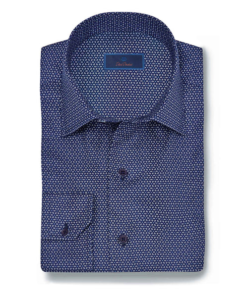 CBSM07600412 | Navy Twill Geometric Print Shirt