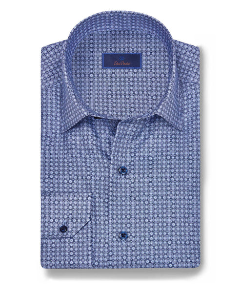 CBSM07700423 | Blue Twill Neat Print Shirt