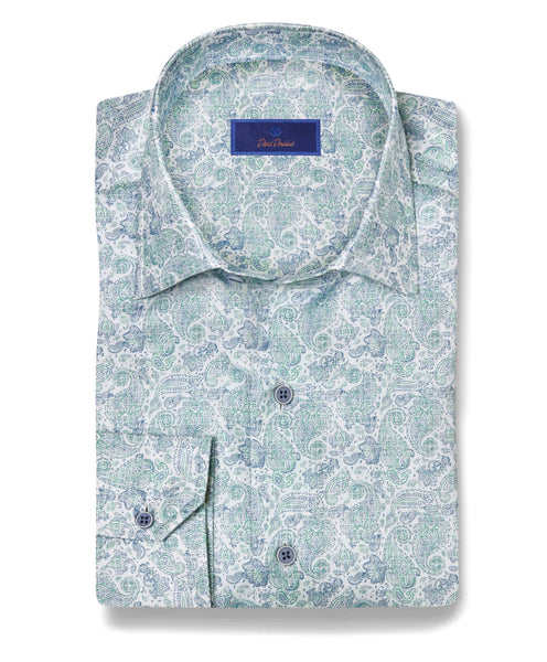 CBSM08500448 | Blue & Green Paisley Print Shirt