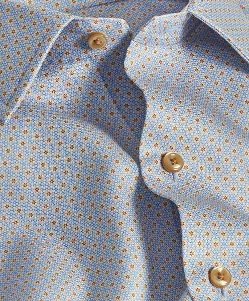 CBSM10017441 | Sky & Cocoa Micro Geometric Print Sport Shirt