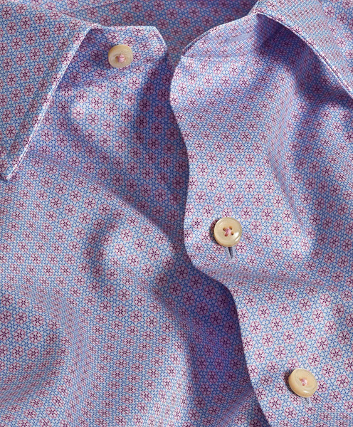 CBSM10017455 | Sky & Lilac Micro Geometric Print Sport Shirt