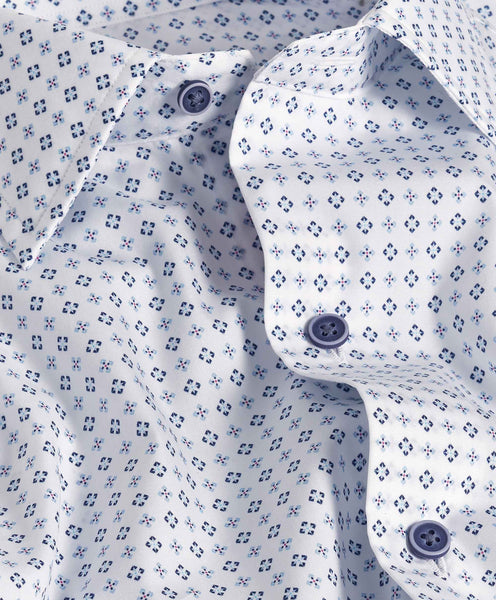 CBSM10205135 | White & Blue Neat Print Sport Shirt
