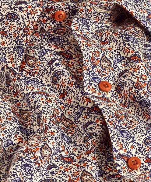 CBSM11500488 | Navy & Pumpkin Paisley Print Sport Shirt
